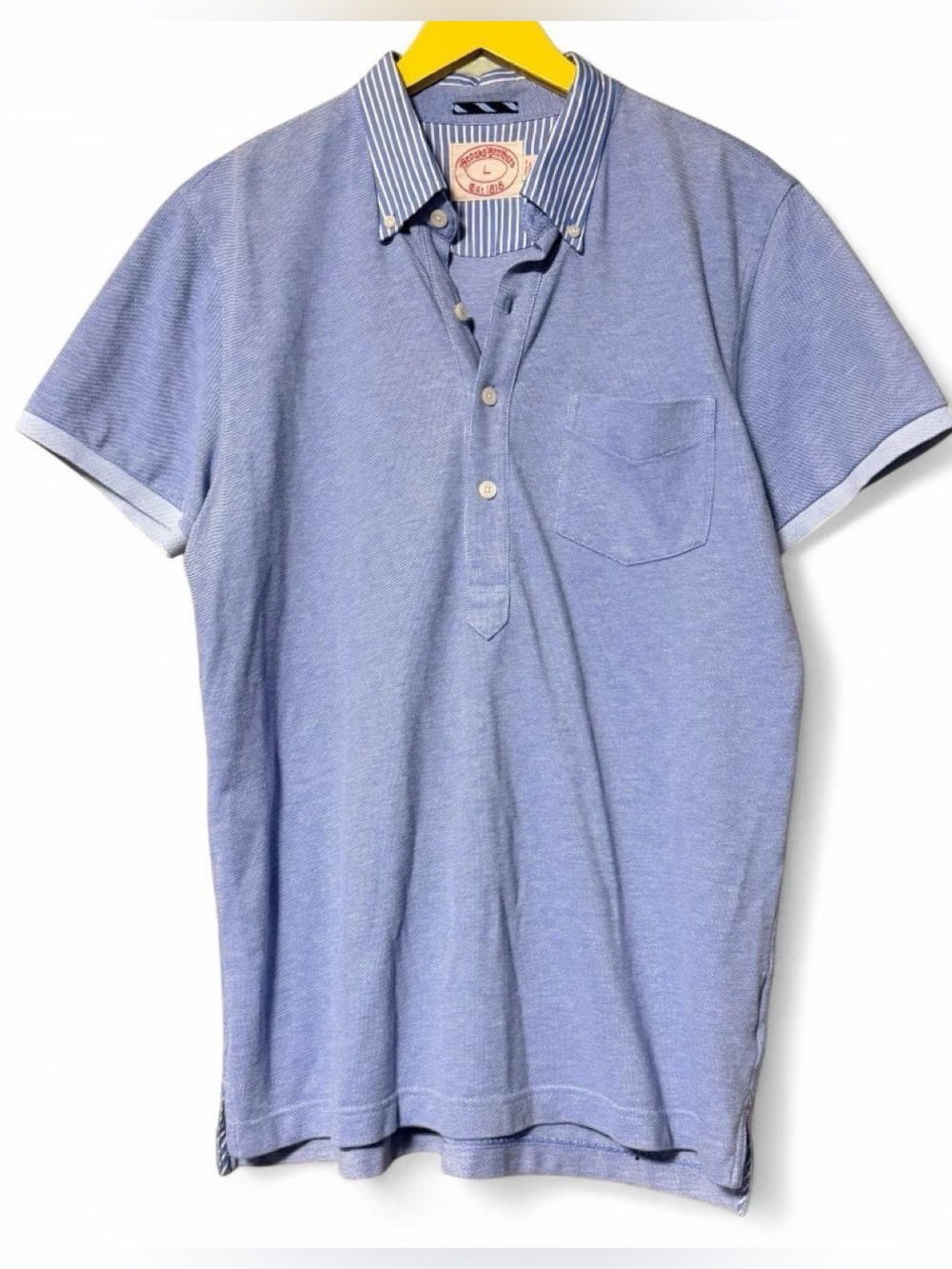 Brooks Brothers blue polo shirt with white stripes Size L